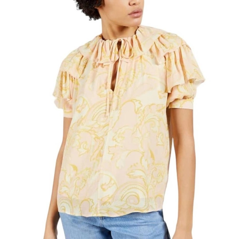 Ted Baker‎ Frisis Frill Printed Top Blouse Flowy Oversize Cottagecore Paisley
